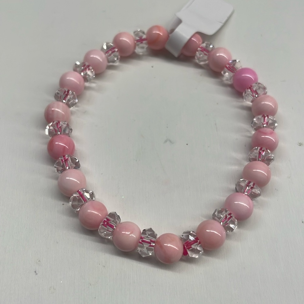 Tridacna stone with clear quartz bracelet